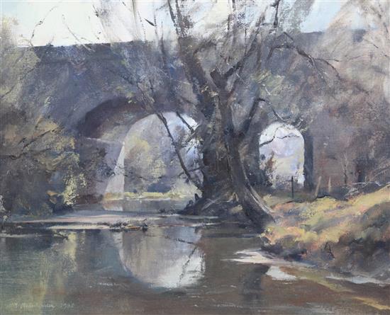 Trevor Chamberlain (1933-) Viaduct on the River Beane 15.5 x 19.5in.